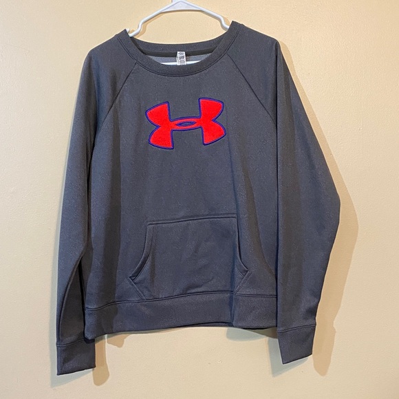 Under Armour Charcoal Sweatshirt with Red Emblem - Picture 1 of 3